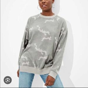 American Eagle Outfitters Grey Camo Crewneck